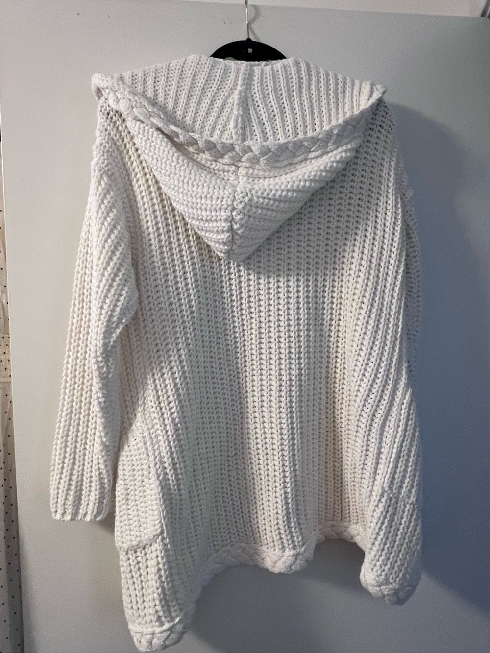 Miracle White Hooded Cable Knit Cardigan - New, Never Worn - Picture 5 of 7